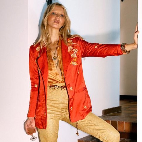 SOLD💫 Chasing Unicorns The Weight : Silk Embroidered Blazer sz S - Picture 6 of 16